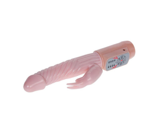 Вибратор Fire Bunny с клиторальным отростком и нагревом - 22 см.