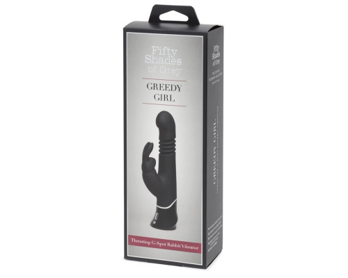 Черный хай-тек вибратор Greedy Girl Thrusting Rabbit Vibrator - 22,8 см.