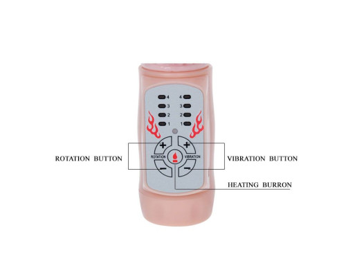 Вибратор Fire Bunny с клиторальным отростком и нагревом - 22 см.