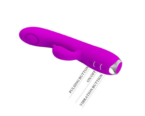 Лиловый вибратор Regina с пульсирующей головкой - 19,8 см.