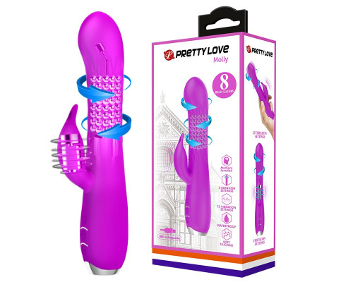 Лиловый вибратор Molly с вращающимися бусинами - 20,5 см.