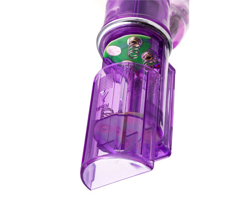 Фиолетовый хай-тек вибратор High-Tech fantasy с бусинами и отростком - 27,2 см.