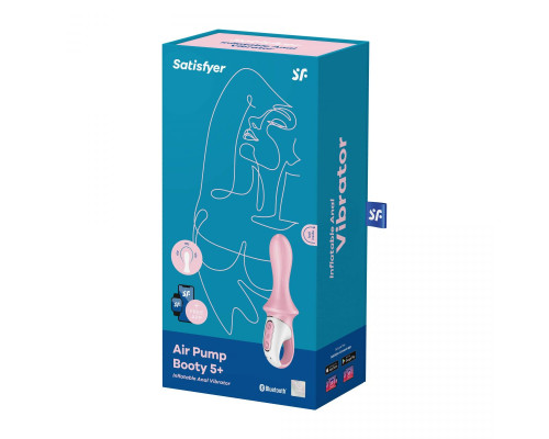 Розовый вибромассажер Air Pump Booty 5+ - 18,1 см.