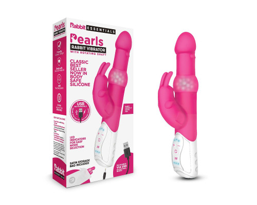 Розовый вибратор с вращающимися шариками - 26,3 см.