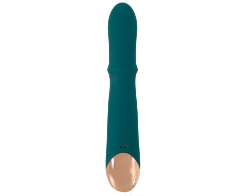 Зеленый вибратор-кролик с подвижным кольцом Thumping Rabbit Vibrator - 22,7 см.