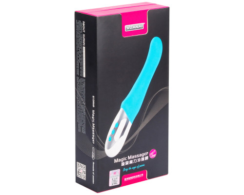 Голубой пульсирующий массажер - 26 см.