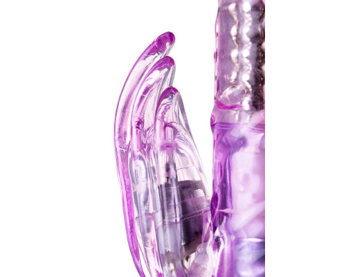 Фиолетовый вибратор High-Tech fantasy с клиторальным лепестком - 21 см.
