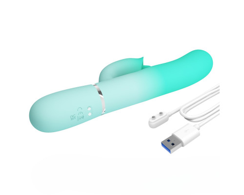 Мятный вибратор-кролик Gigi с возвратно-поступательными движениями - 22,8 см.