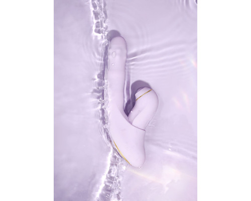 Сиреневый вибромассажер со съёмным клиторальным пульсатором DuoGlow