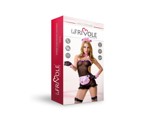 Чёрно-розовый костюм секси-горничной