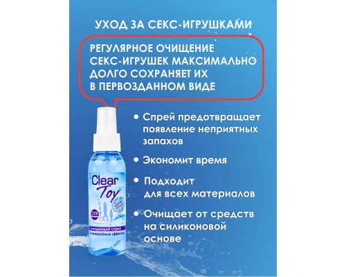 Очищающий спрей Clear Toy с антимикробным эффектом - 100 мл.
