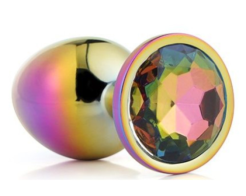 Голографическая анальная втулка с радужным кристаллом - 7,1 см.