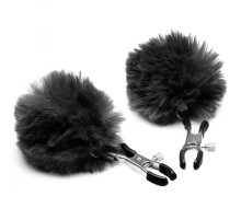 Зажимы для сосков с черным помпонами Pom Pom Nipple Clamps