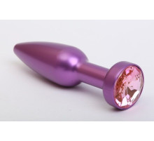 Фиолетовая анальная пробка с розовым стразом - 11,2 см.