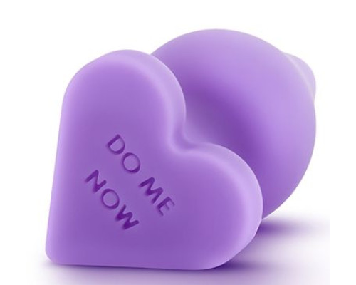Фиолетовая анальная пробка Naughty Candy Heart Do Me Now - 8,9 см.