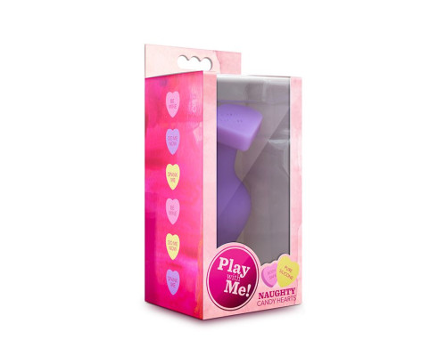 Фиолетовая анальная пробка Naughty Candy Heart Do Me Now - 8,9 см.