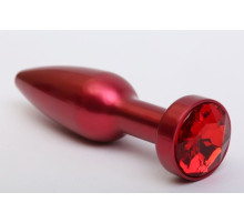 Большая красная анальная пробка с красным стразом - 11,2 см.