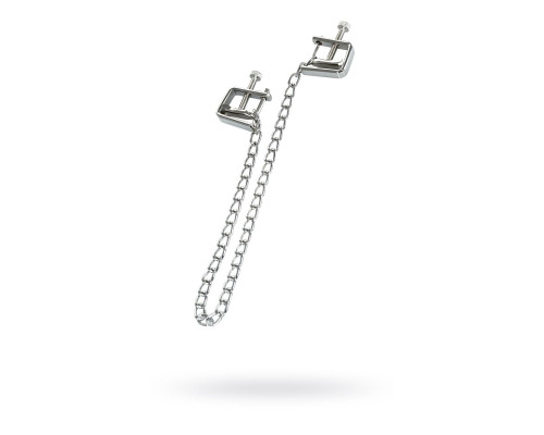 Серебристые зажимы для сосков Theatre с цепочкой
