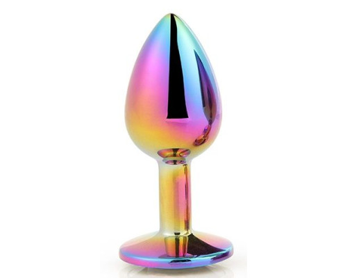 Голографическая анальная втулка с радужным кристаллом - 7,1 см.