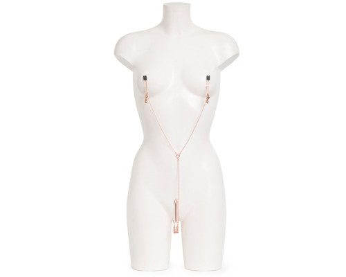 Золотистые зажимы для сосков и клитора All Sensation Nipple and Clitoral Chain