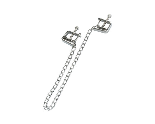 Серебристые зажимы для сосков Theatre с цепочкой