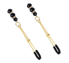 Золотистые зажимы на соски с бусинами и стразами