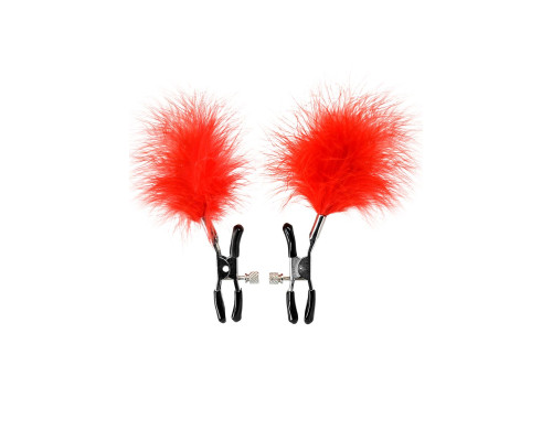 Зажимы для сосков с красным пухом Theatre