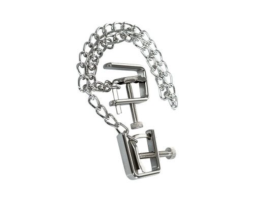 Серебристые зажимы для сосков Theatre с цепочкой