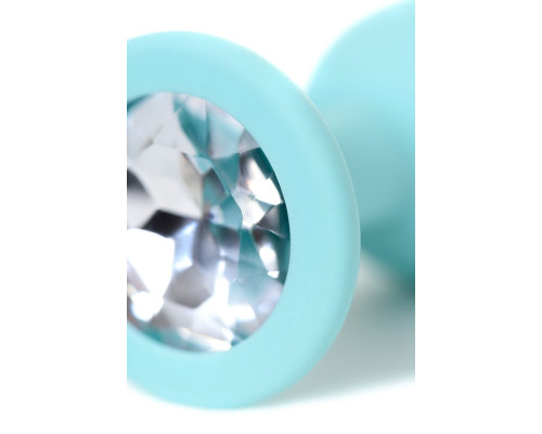 Мятная анальная пробка с прозрачным кристаллом Brilliant - 7 см.