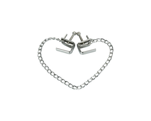 Серебристые зажимы для сосков Theatre с цепочкой