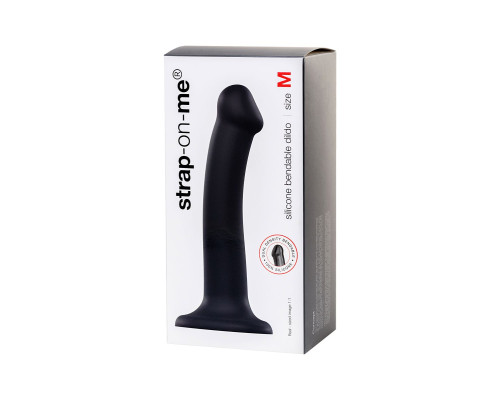 Черный фаллос на присоске Silicone Bendable Dildo M - 18 см.