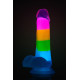 Яркий люминесцентный фаллоимитатор Rainbow Rave - 16,5 см.
