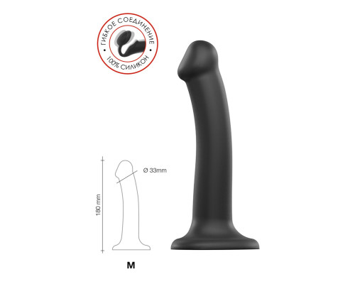 Черный фаллос на присоске Silicone Bendable Dildo M - 18 см.