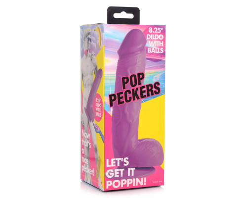 Фиолетовый фаллоимитатор на присоске 8.25  Dildo with Balls - 22,8 см.