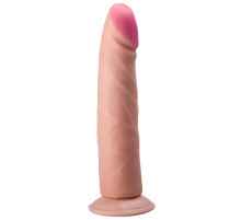 Фаллоимитатор на присоске из бархатистого на ощупь материала - 21 см.