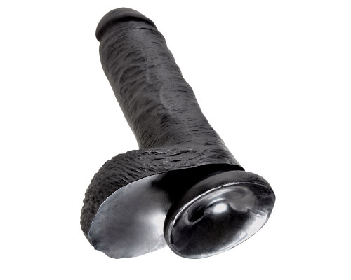Чёрный фаллоимитатор 8  Cock with Balls - 21,3 см.