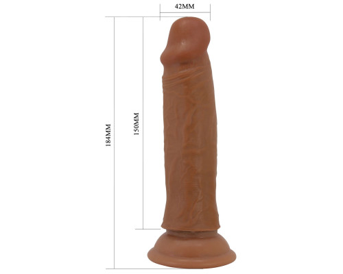Коричневый фаллоимитатор с подвижной кожей Quentin - 18,4 см.