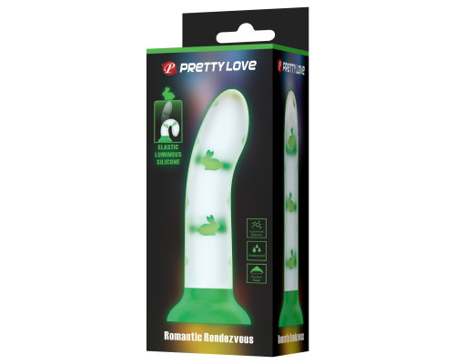 Светящийся в темноте фаллоимитатор Magical Nightfall с зелеными зайчиками - 17 см.