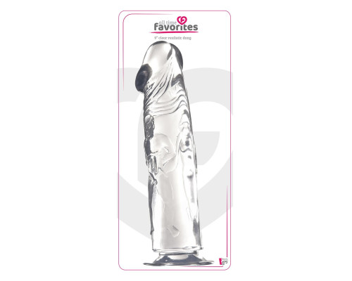 Прозрачный фаллоимитатор с фигурками на поверхности - 21,6 см.