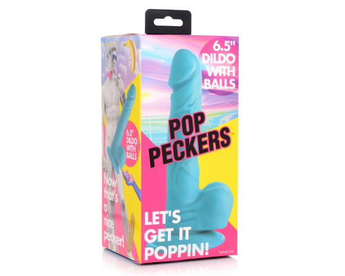 Голубой реалистичный фаллоимитатор на присоске - 19 см.