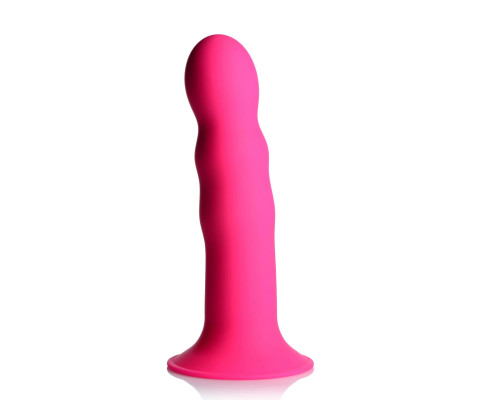Розовый гибкий фаллоимитатор Squeeze-It Wavy Dildo - 18,3 см.