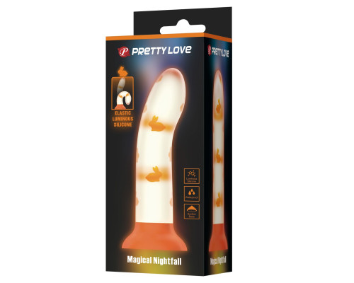 Светящийся в темноте фаллоимитатор Magical Nightfall с зайчиками - 17 см.