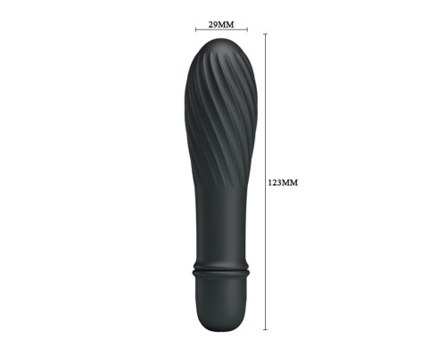 Чёрный вибратор Solomon с бороздками - 12,3 см.