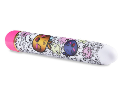 Яркий вибромассажёр с принтом Play Yummy - 17,8 см.