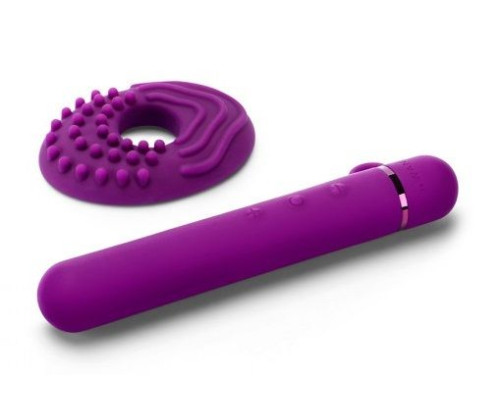 Фиолетовый мини-вибратор Le Wand Baton с текстурированной насадкой - 11,9 см.