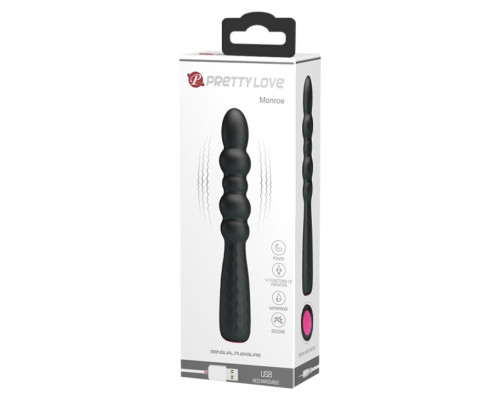 Черный гнущийся вибратор Monroe - 18,5 см.