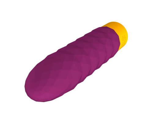 Лиловый рельефный мини-вибростимулятор Romp Beat - 15 см.