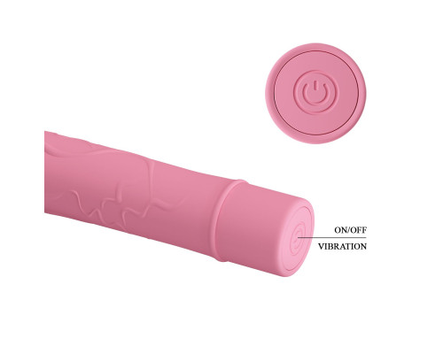 Нежно-розовый вибратор Vic с выделенными венками - 15,5 см.