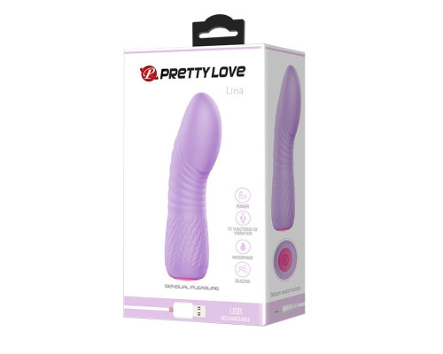 Сиреневый перезаряжаемый мини-вибратор Lina - 11,8 см.