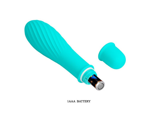 Мятный вибратор Solomon с бороздками - 12,3 см.